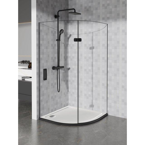 FugaFlow Effieciente Bac à douche Anto - 90x90x4cm - quart de cercle SMC - blanc brillant SW1450274