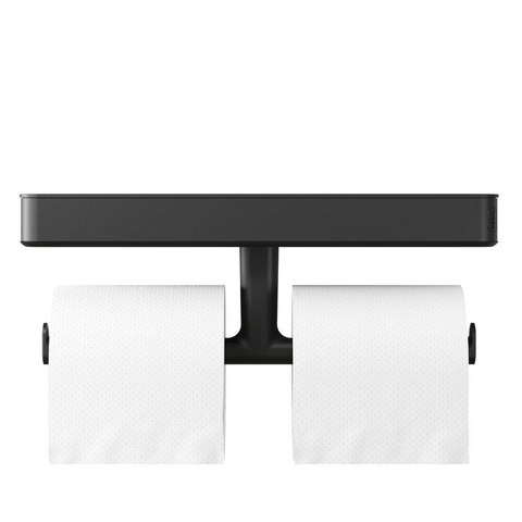 Tiger Carv Toiletrolhouder - dubbel - met planchet - zwart SW771744