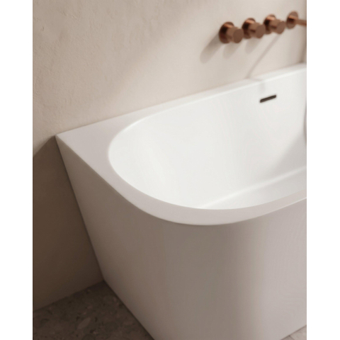 ZEZA Grand Baignoire demi-îlot – 180 × 80 × 58 cm – avec évacuation – acrylique – ronde – blanc brillant SW1442342