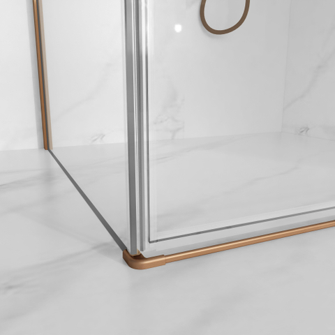 Fortifura Galeria Cabine de douche - 90x100x200 - Profilé - verre de sécurité - anticalcaire - Cuivre brossé PVD (Cuivre) SW1224954