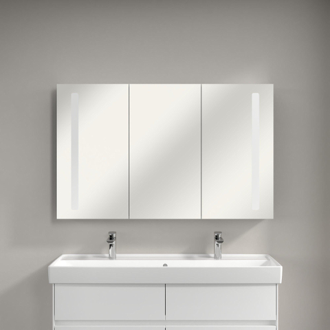 Villeroy & Boch my view 14 My View spiegelkast - met 2 deuren - met geïntegreerde LED verlichting verticaal - 120x75x17.3cm - zilver 1024982