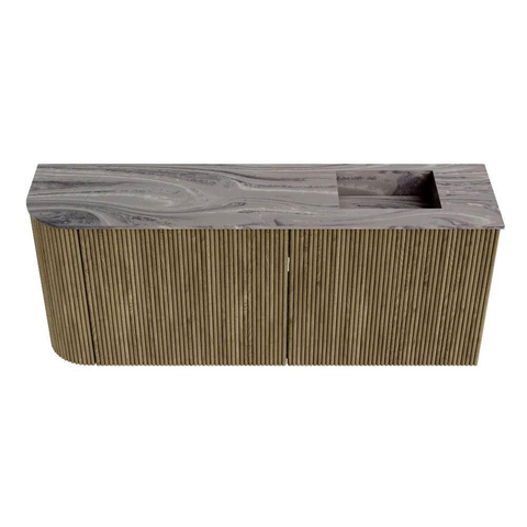 Mondiaz JOYA-DLUX Meuble de salle de bains 101.6cm - arrondi gauche couleur Dusk - Vasque FAYE position Droite Sans trou de robinet couleur Sombra. SW1426169
