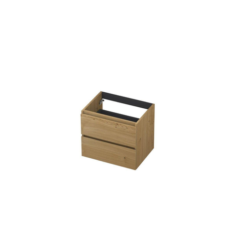 Ink fineer meuble sous lavabo 60x52x45cm 2 tiroirs tourniquet en bois sans poignée décor bois naturel SW486858
