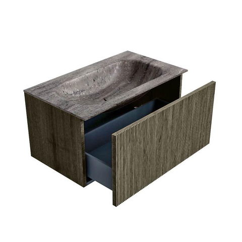 MONDIAZ KURVE-DLUX 80cm badmeubel kleur Shadow met 1 lade en 0 deuren. Wastafel BIG SMALL Midden zonder kraangat Oza. SW1432866