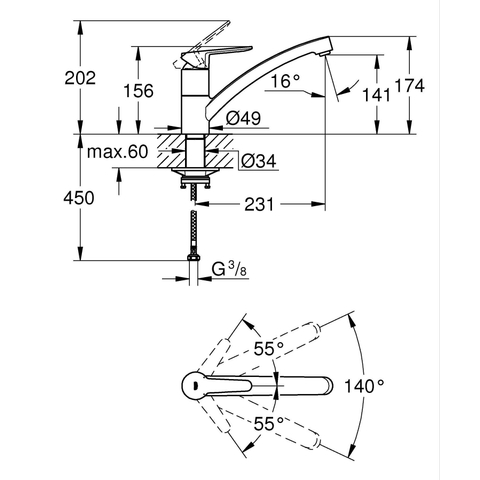 GROHE StartGo Mitigeur évier - bas - chrome SW706609