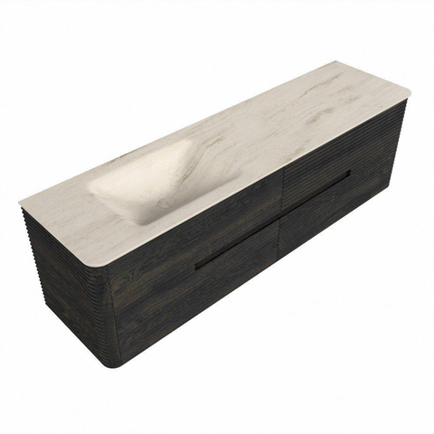 Mondiaz CIRO-DLUX Ensemble de meubles de salle de bains - 170x45x50cm - Plan-vasque en solid surface Meli - 1 vasque à gauche - 1 trou de robinet - 4 tiroirs - Shadow SW1532540