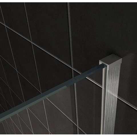Wiesbaden Slim paroi de douche - 120x200cm - verre fumé avec bande dépolie - 8mm - acier brossé (inox) SW443819