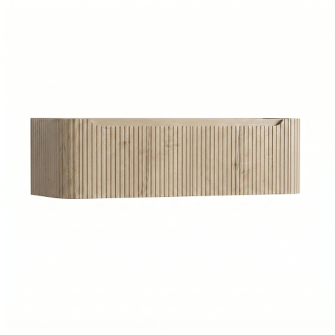 H&R Badmeubelen Juice Wastafelonderkast - 140x45x40cm - afgeronde hoeken - 3D-front - 2 lades - geïntegreerde greep - french oak SW1259375