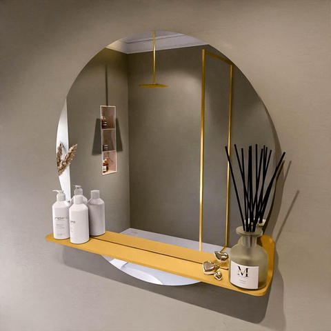 Mondiaz SPOT spiegel – Ø80 cm – met planchet – Ocher (geel) SW1235564