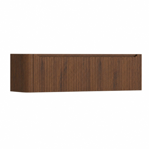 H&R Badmeubelen Juice Wastafelonderkast - 160x45x40cm - linkerhoek afgerond - 3D-front - 2 lades - geïntegreerde greep - dark oak SW1260333