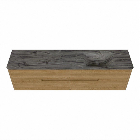 Mondiaz CIRO-DLUX Badkamermeubelset - 190x45x50cm - Solid surface wastafel Sombra - 1 wasbak Rechts - zonder kraangaten - 4 lades - Oak SW1531302