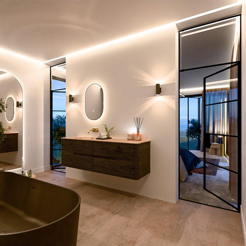 Mondiaz CIRO-DLUX Meuble de salle de bains - 160x45x50cm - Plan-vasque en solid surface Arena - 1 vasque à gauche - sans trous de robinetterie - 4 tiroirs - Shadow SW1532529