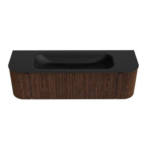 MONDIAZ KURVE Meuble de salle de bains 150 cm avec module 25 Len R couleur Walnut avec 1 tiroir et 2 portes. Lavabo BIG MEDIUM central sans trou de robinet Urban. SW1138464