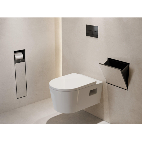 Hansgrohe XtraStoris Rock Poubelle - 30x30x10cm - porte carrelable - noir mat SW1590313