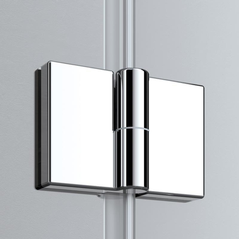 Kermi Liga draaideur met vast segment naar binnen en buiten 125x200cm links mat-zilver profiel en helder glas 1011248