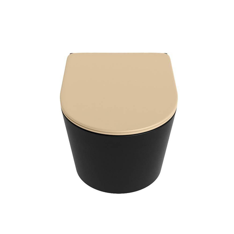 Mondiaz LAVIE hangtoilet – spoelrandloos – 36 x 53 cm – met softclose zitting – Urban (zwart), zitting Sand (beige) SW1208778
