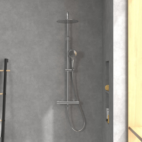 Villeroy & Boch Verve Showers Douchesysteem - met drie functies - voor wandmontage - hoogglans chroom SW974381