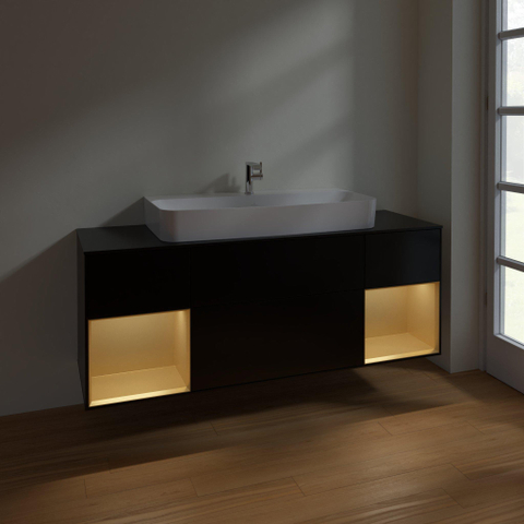 Villeroy & Boch finion wastafelonderkast - 160x60.3cm - 4 lades - mat zwart SW479558