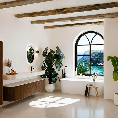 MONDIAZ THOR-DLUX Meuble de salle de bains - 200cm - arrondi gauche + droite - couleur Walnut - 2 tiroirs - 2 portes - Vasque suspendue CLOUD Droite 1 trou de robinet - couleur Meli SW1467105