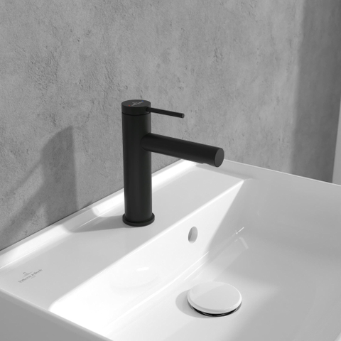 Villeroy & Boch Loop & Friends 1 greeps wastafelkraan - met waste - mat zwart SW974128