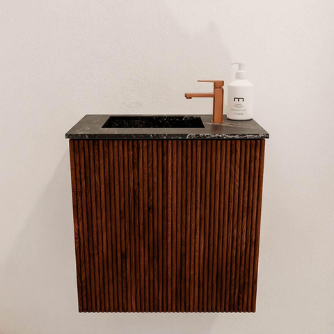 Mondiaz JOYA-DLUX 40cm toiletmeubel - kleur Ruby - Wastafel FAYE positie Links 1 kraangat kleur Lava. SW1423647