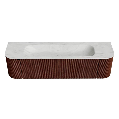 Mondiaz KURVE-DLUX Badkamermeubelset - 170x46x40cm - 1 lade - 2 deuren - wastafel solid surface - midden - zonder kraangat - Ruby SW1415878