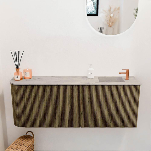 Mondiaz JOYA-DLUX 111.6cm toiletmeubel - ronding links kleur Dusk - Wastafel FAYE positie Rechts 1 kraangat kleur Glace. SW1423186