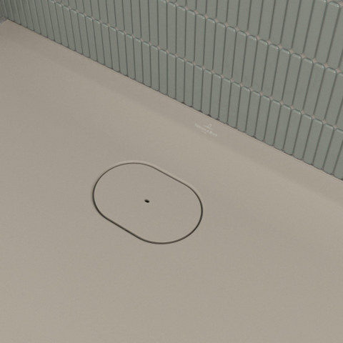 Villeroy & Boch Ecora douchebak - 100x100x3.5cm - afvoer korte zijde - almond (beige) SW1558952