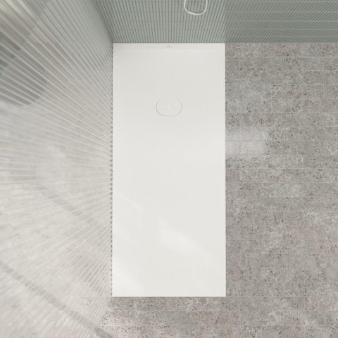 Villeroy & Boch Ecora douchebak - 180x80x4.5cm - afvoer korte zijde - stone white (wit) SW1559022