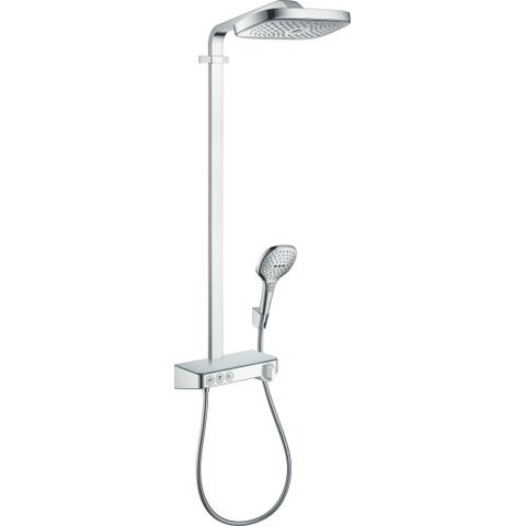 Hansgrohe Raindance Select E 300 - showerpipe: - met Showertablet - 300 opbouwkraan - thermostatisch - met handdouche - 3jet en hoofddouche - 3jet wit/chroom - thermostaat - wit chroom 0452234