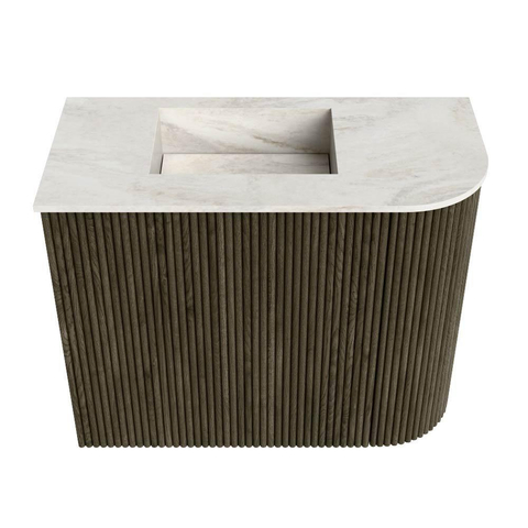 Mondiaz JOYA-DLUX 51.6cm toiletmeubel - ronding rechts kleur Shadow - Wastafel FAYE positie Links 1 kraangat kleur Ostra. SW1423066
