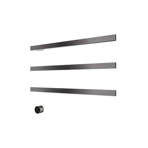 Hotbath &MORE Handdoekradiator - 80x57cm - vierkant - 3 stangen - horizontaal - met schakelaar - PVD - geborsteld gunmetal (antraciet) SW1245759