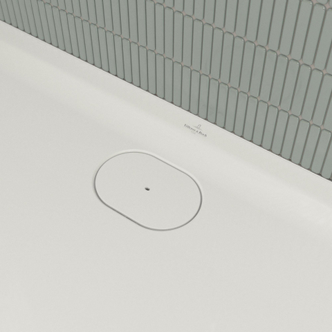Villeroy & Boch Ecora douchebak - 140x90x3.5cm - afvoer lange zijde - white alpine (wit) SW1559005