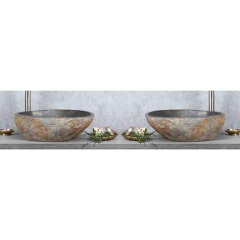 Differnz Lombok waskom 40x50cm riviersteen grijs OUTLETSTORE STORE44184