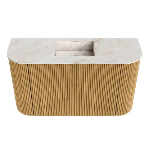 Mondiaz JOYA-DLUX Meuble de salle de bains 73.2cm - arrondis gauche et droite couleur Chêne - Vasque FAYE position Milieu Sans trou de robinet couleur Frappe SW1421961