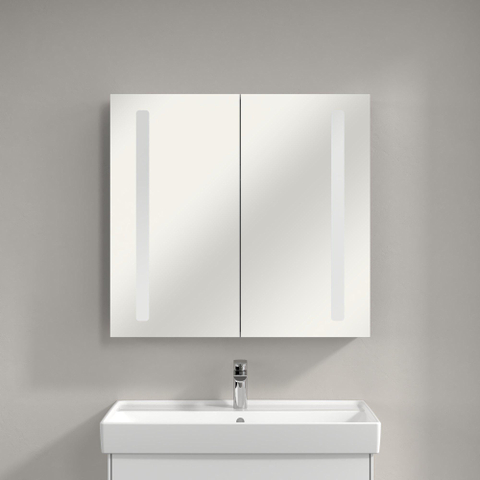 Villeroy & Boch my view 14 My view spiegelkast - 80x75cm - 2 deuren en led verlichting - zilver 1024980