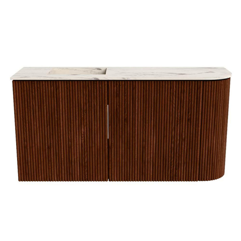 Mondiaz JOYA-DLUX 81.6cm toiletmeubel - ronding rechts kleur Ruby - Wastafel FAYE positie Links Zonder kraangat kleur Nata. SW1425456