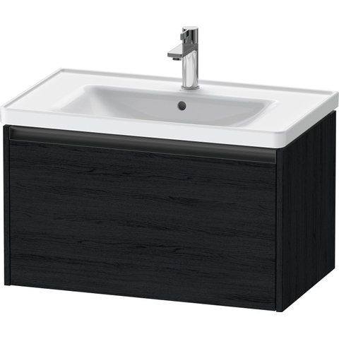 Duravit Ketho.2 Wastafelonderbouwkast - met 1 lade - 78.4x45.5x44cm - met greep antraciet - eiken zwart mat SW772865