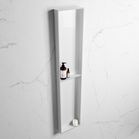 Mondiaz Easy nis 29.5x89.5x8cm voor Inbouw/opbouw 2 open vakken Solid surface Talc/Clay SW643802