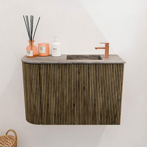 Mondiaz JOYA-DLUX 61.6cm toiletmeubel - ronding links kleur Dusk - Wastafel FAYE positie Rechts 1 kraangat kleur Oza. SW1426007
