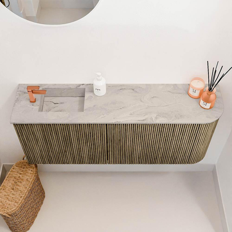 Mondiaz JOYA-DLUX 101.6cm toiletmeubel - ronding rechts kleur Dusk - Wastafel FAYE positie Links 1 kraangat kleur Glace. SW1423188