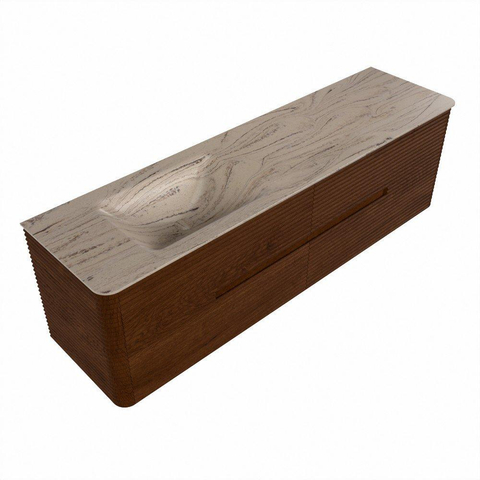 Mondiaz CIRO-DLUX Badkamermeubelset - 170x45x50cm - Solid surface wastafel Arena - 1 wasbak Links - 1 kraangat - 4 lades - Ruby SW1531725