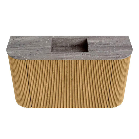 Mondiaz JOYA-DLUX 73.2cm meuble de toilettes - arrondi à gauche et à droite couleur Chêne - Lavabo FAYE position Milieu Sans trou de robinet couleur Oza. SW1424150