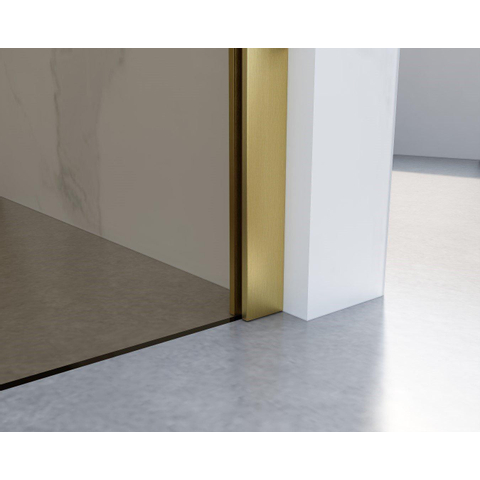 Fortifura Galeria Douche à l'italienne - 90x200cm - verre fumé - Laiton brossé SW876914