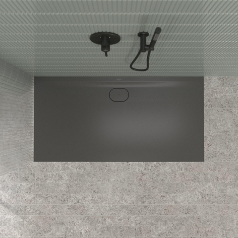 Villeroy & Boch Ecora douchebak - 160x80x3.5cm - afvoer lange zijde - anthracite (antraciet) SW1558871