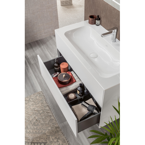Villeroy & Boch finion meubelwastafel - 1 kraangat - 100x50cm CeramicPlus - met verdekte overloop - White Alpine (glans wit) SW106530