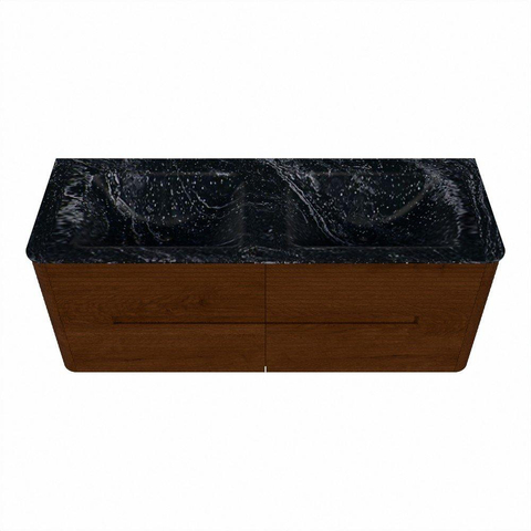 Mondiaz CIRO-DLUX Badkamermeubelset - 130x45x50cm - Solid surface wastafel Lava - 2 wasbak Dubbel - zonder kraangaten - 4 lades - Ruby SW1531591