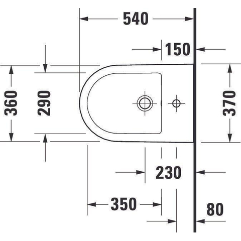 Duravit D-neo Wandbidet - 54x37x40cm - met overloop - wit SW640544