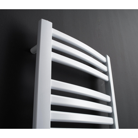 Instamat Milano gebogen elektrische handdoekradiator 75.5x149.5cm 1000watt inclusief wandconsoles wit SW793780