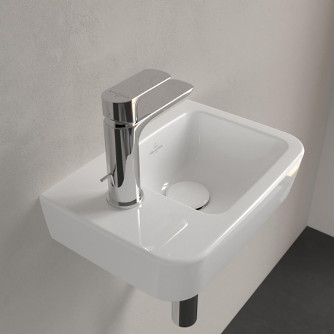 Villeroy & Boch O.novo fontein - 1 kraangat links - met overloop - 36x25cm - White Alpine (glans wit) SW445848